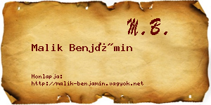 Malik Benjámin névjegykártya